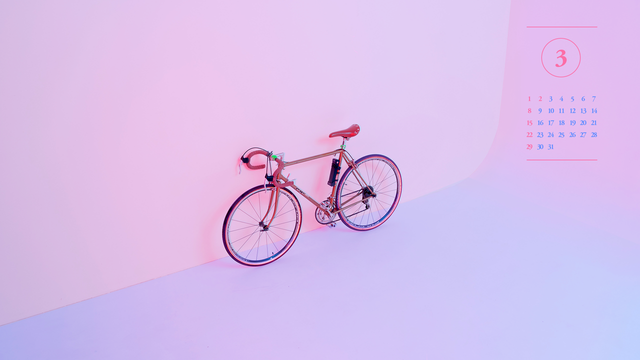 08 자전거 A - 2026년3월 달력배경화면