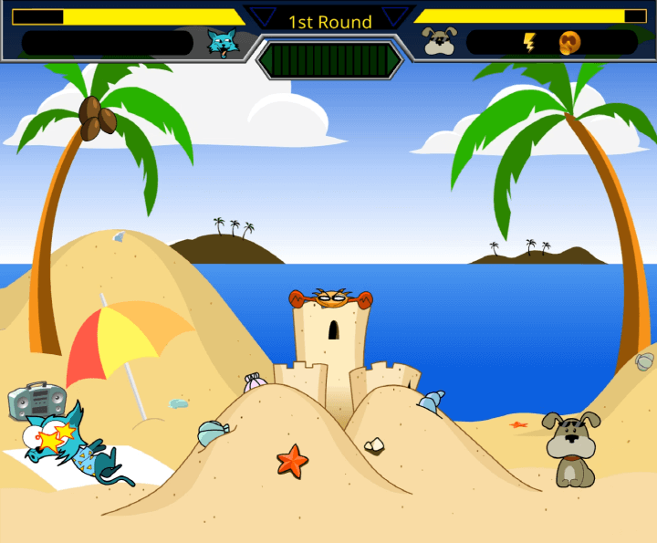 소라-껍데기를-던져-고양이를-쓰러트리는-화면