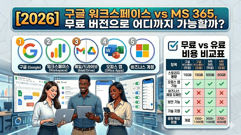 구글 워크스페이스 vs MS 365, 무료 버전으로 어디까지 가능할까?