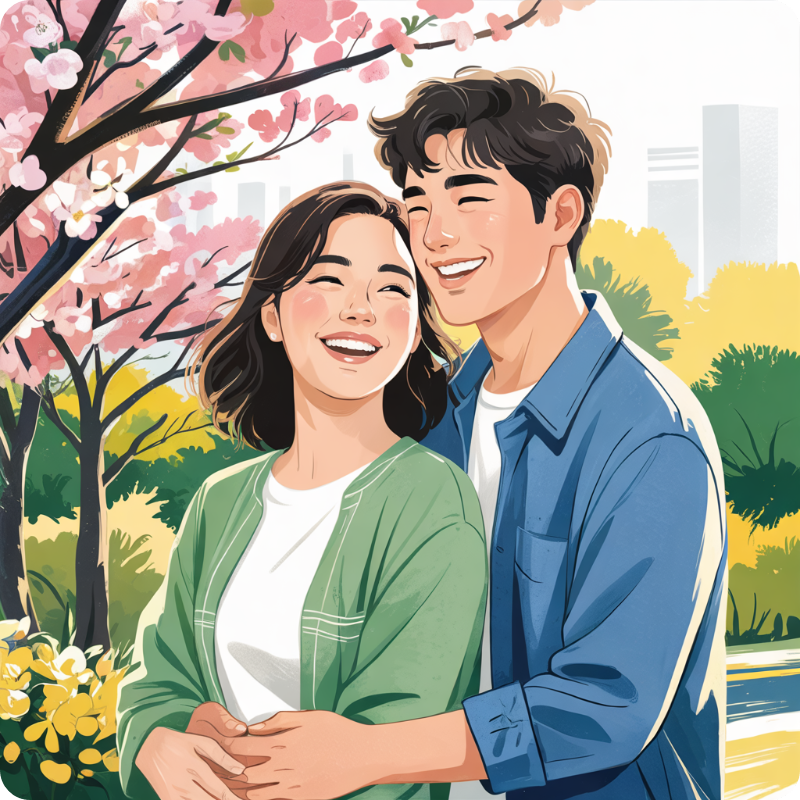 결혼한 부부의 행복한 이미지