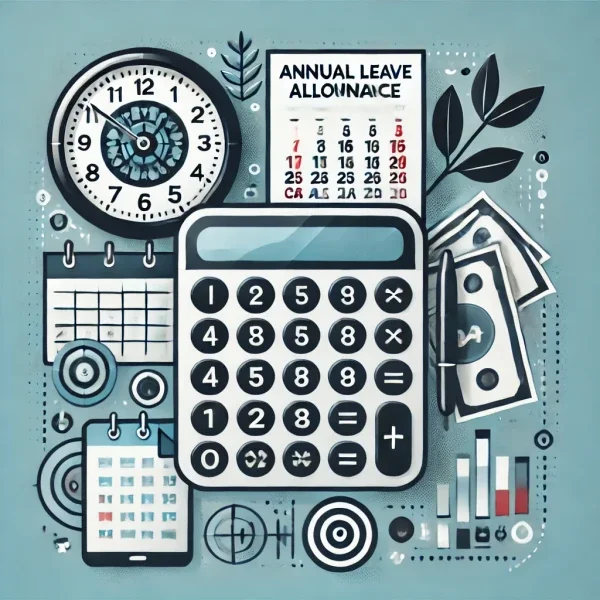 계산기와 연차 기록표, 연차 사용 내역 및 잔여 연차