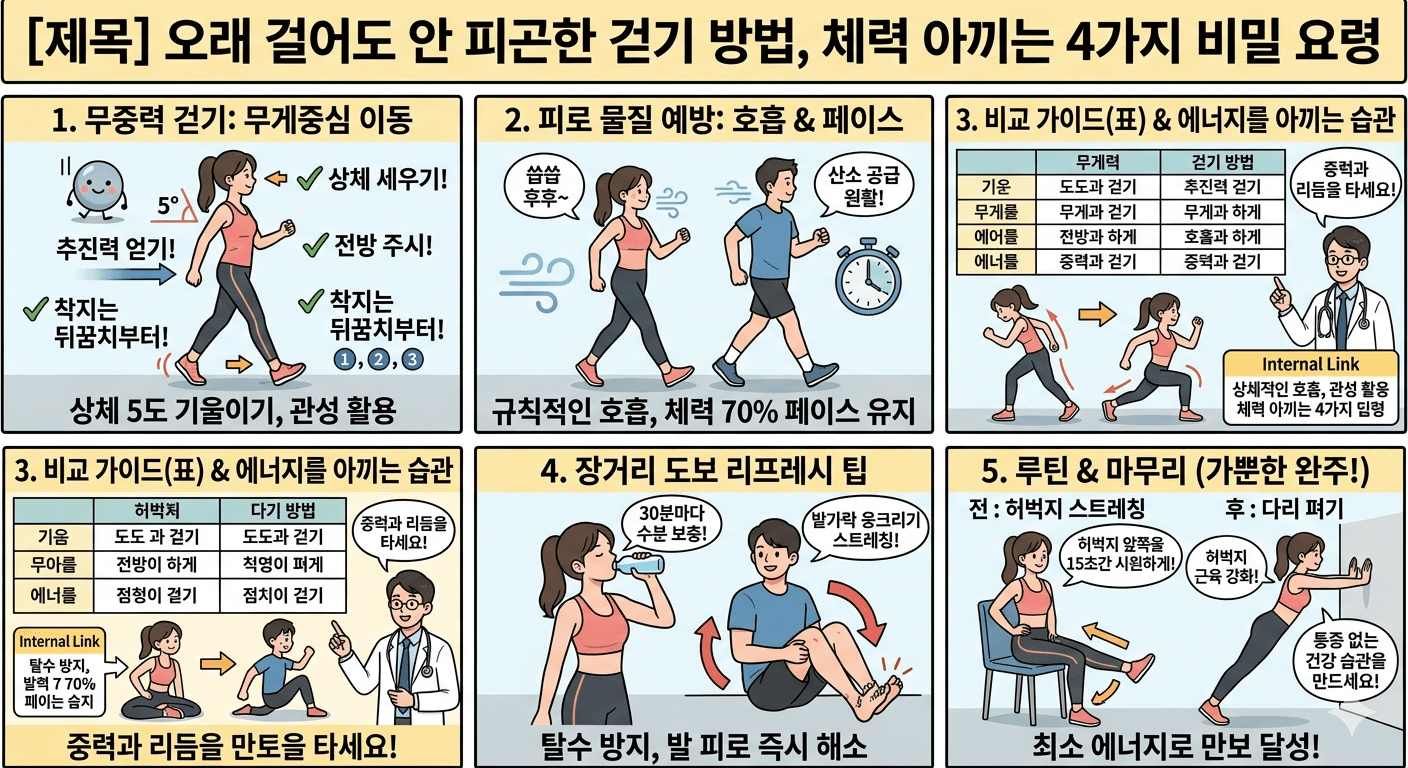 오래 걸어도 안 피곤한 걷기 방법,