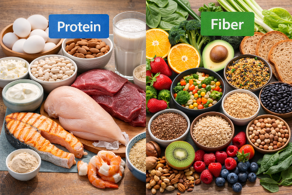 단백질과 섬유소의 건강한 식단의이미지