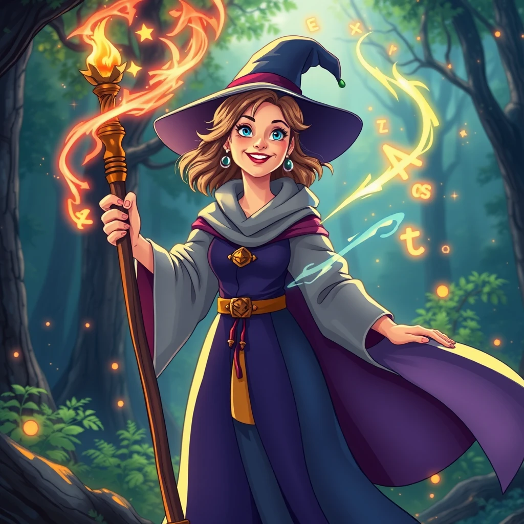 마법사가 마법을 부리는 모습