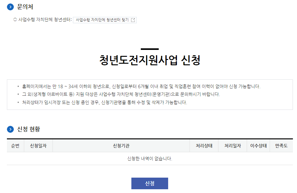 청년도전지원사업 신청방법
