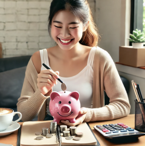 저축을 하는 모습