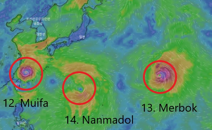 14호태풍난마돌예상경로