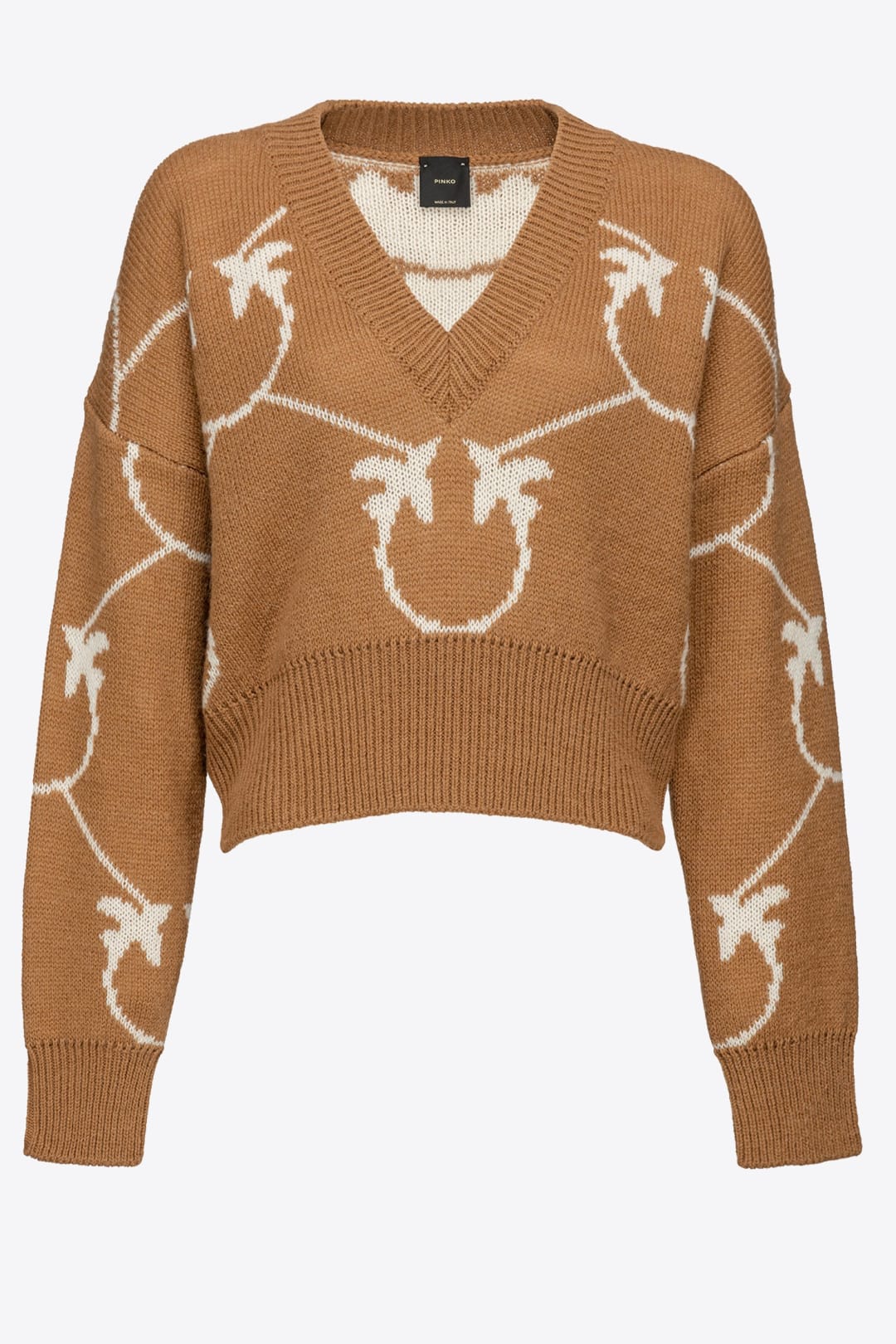 Cropped Monogram jacquard pullover / PINKO