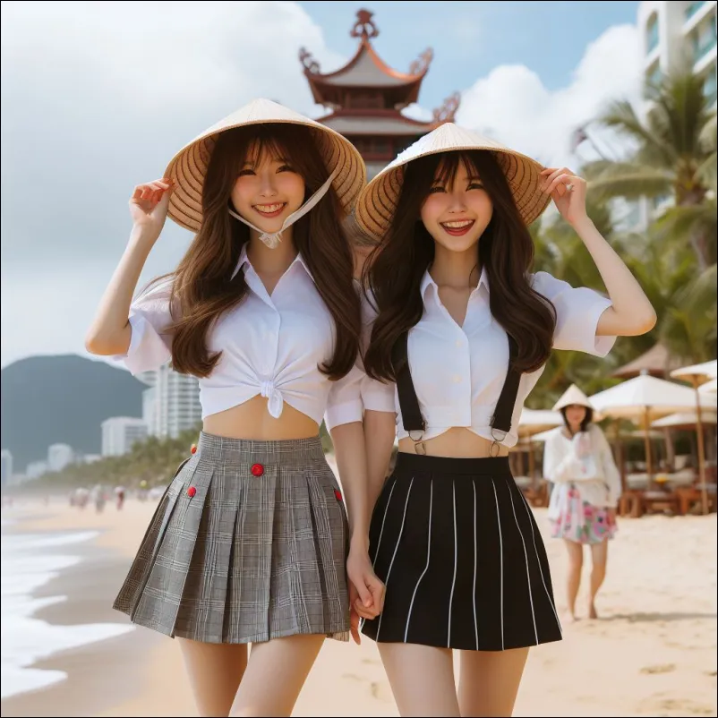 베트남 나트랑에서 친구들과 추억 만들고 있는 여행자