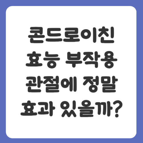 콘드로이친 효능 부작용 총정리! 관절에 정말 효과 있을까?