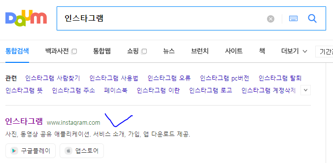 다음에서 인스타그램 검색