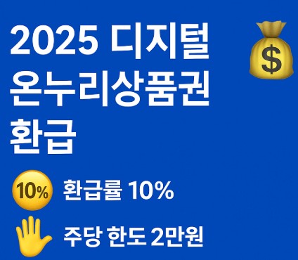 2025 디지털 온누리상품권 환급 : 환급률 10%, 주당 한도 2만원 사진