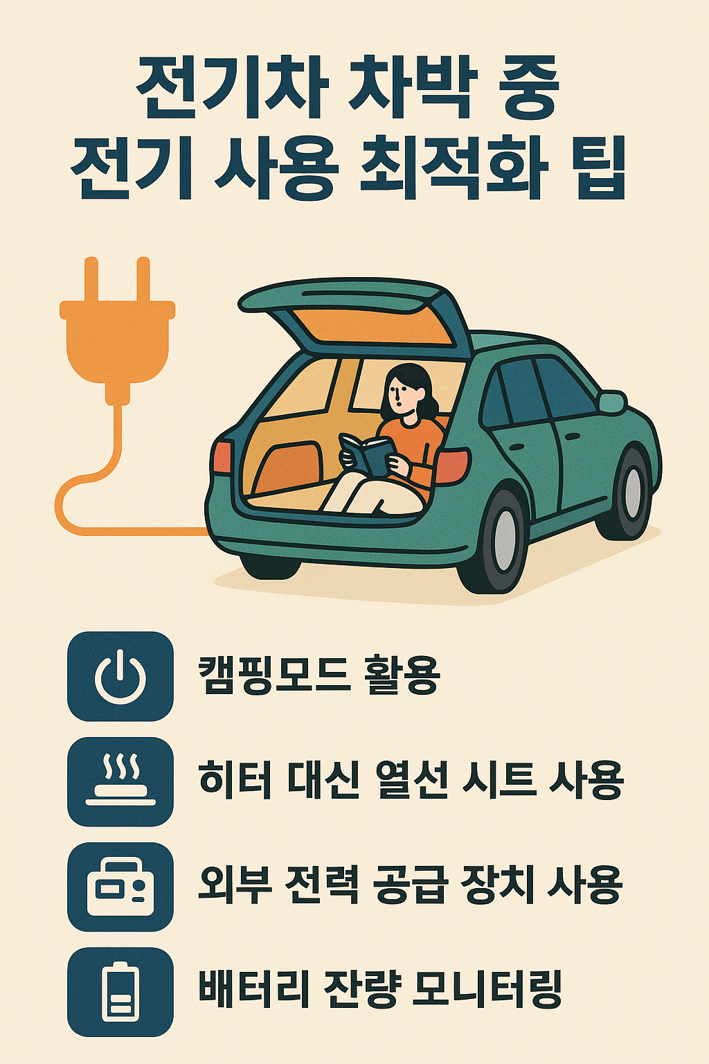 전기차 차박 중 전기 사용 최적화 팁 관련 이미지 사진