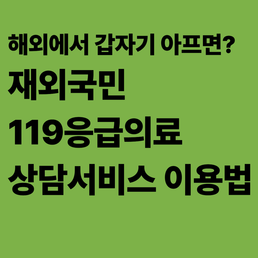 해외에서 갑자기 아프면? 재외국민 119응급의료상담서비스 이용법