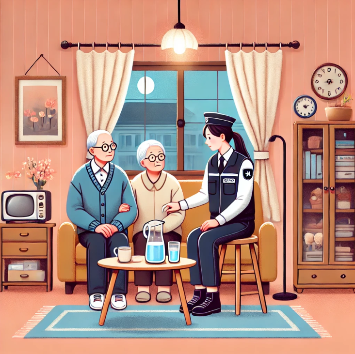 사회복지사가 저소득 노년 부부를 지원하는 모습