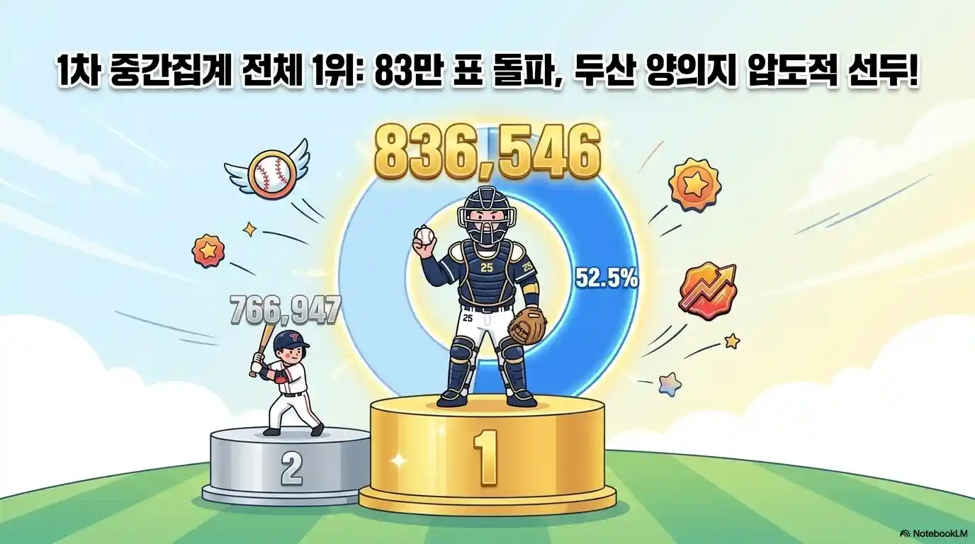 2026 KBO 올스타전 1차 중간집계 전체 1위 두산 양의지 83만 6546표 압도적 선두