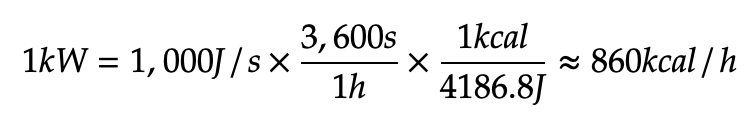 Convert 1kW to kcal/h