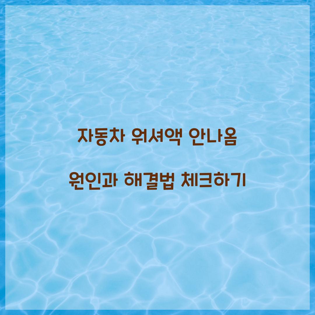 자동차 워셔액 안나옴