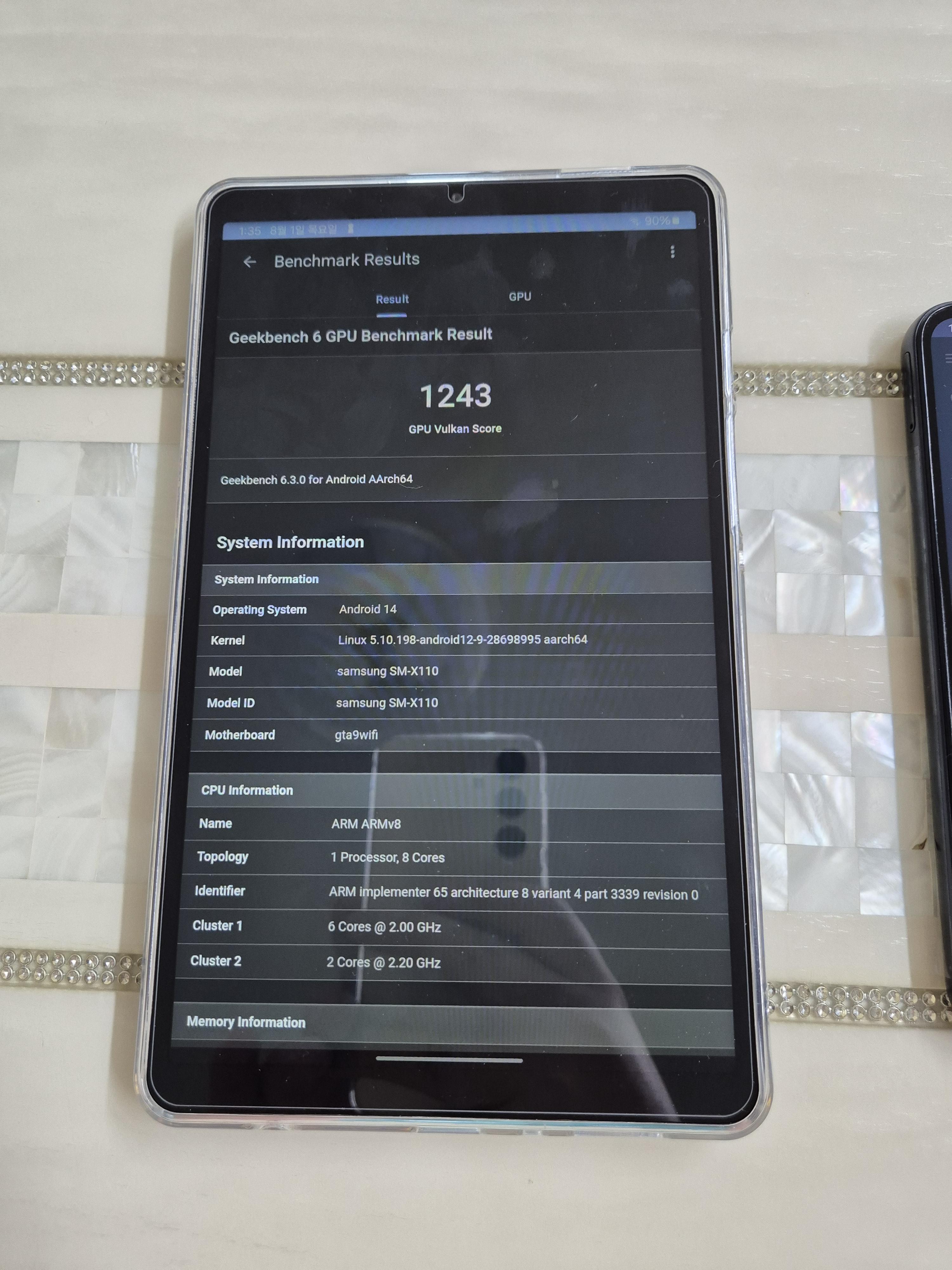 갤럭시탭 A9 긱벤치 gpu Vulkan 불칸