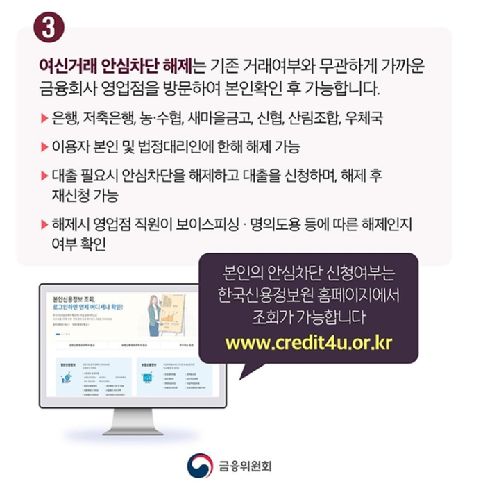 여신거래 안심차단 서비스 비대면 온라인 신청 바로가기
