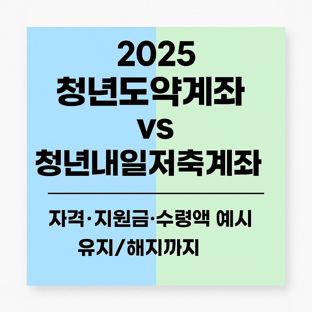 2025 청년도약계좌 vs 청년내일저축계좌|자격·지원금·수령액 예시·유지/해지까지 한 번에