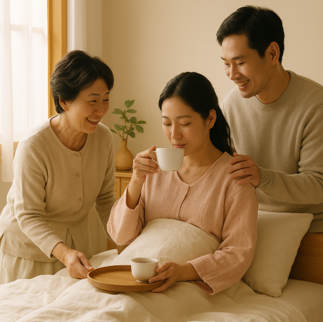 산후조리하고 있는 모습 사진