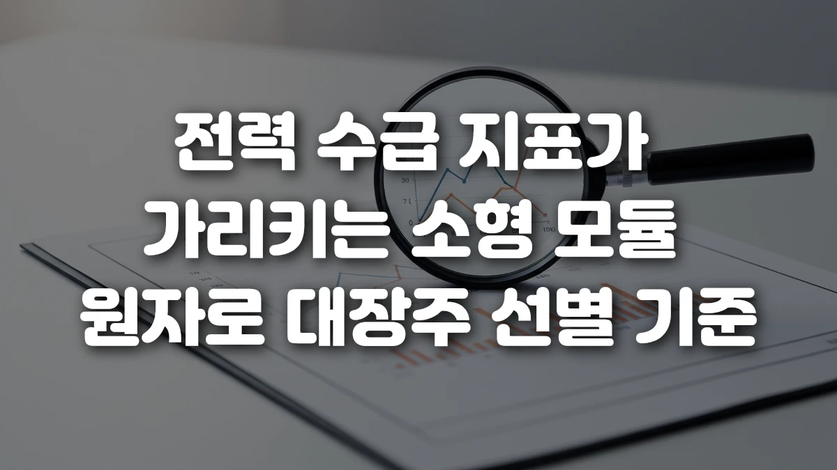 전력 수급 지표가 가리키는 소형 모듈 원자로 대장주 선별 기준