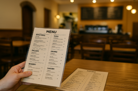 메뉴판으로 첫인상을 보여주고 선택 유도를 하는 이미지