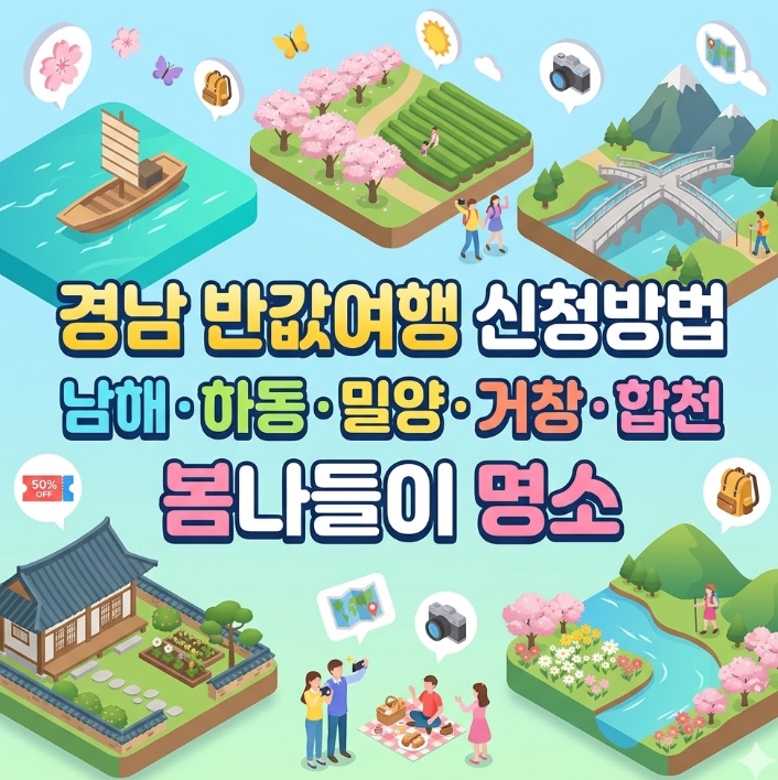 경남 반값여행 신청방법 남해 하동 밀양 거창 합천 봄나들이 명소