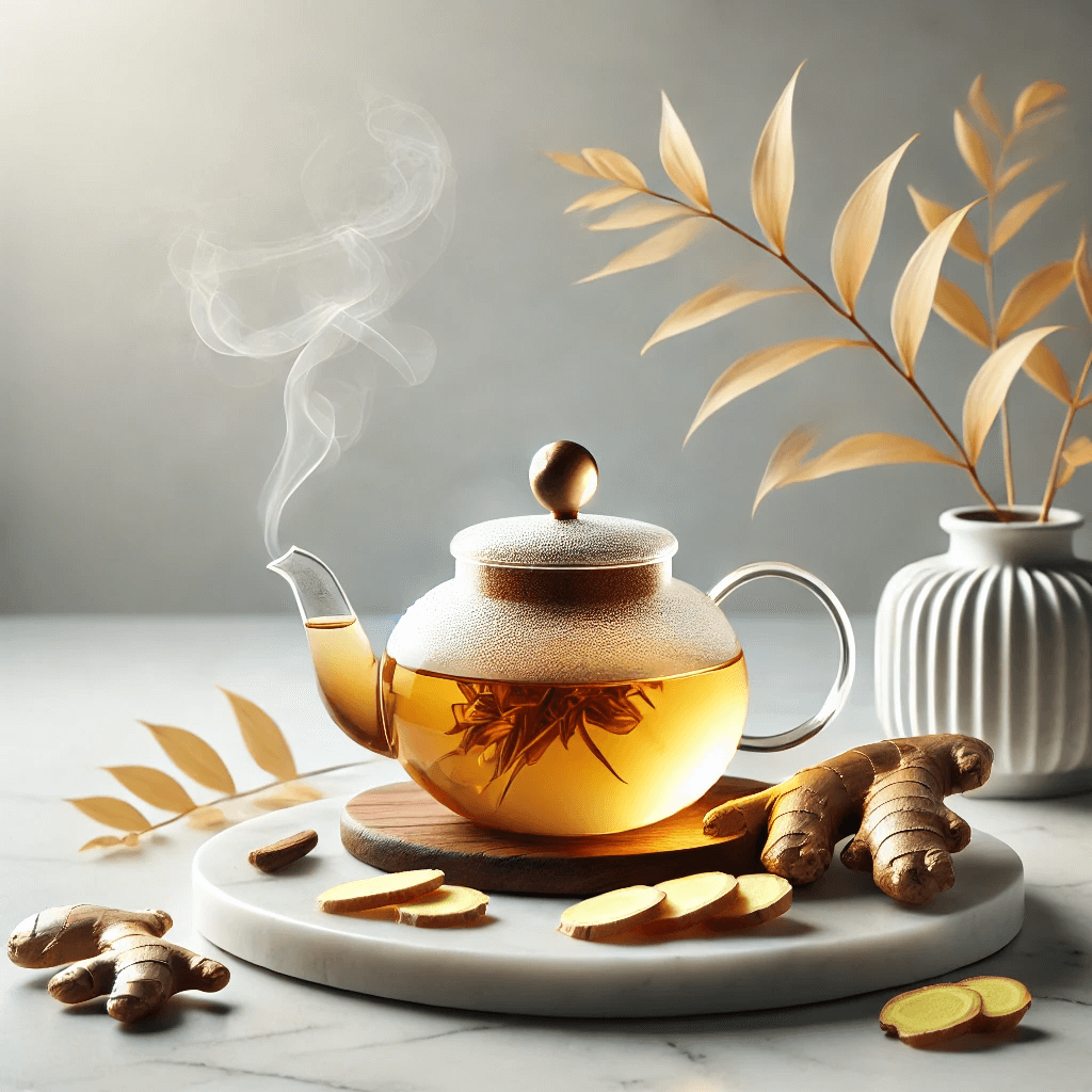 찻주전자에 뜨거운 차와 컵 이미지