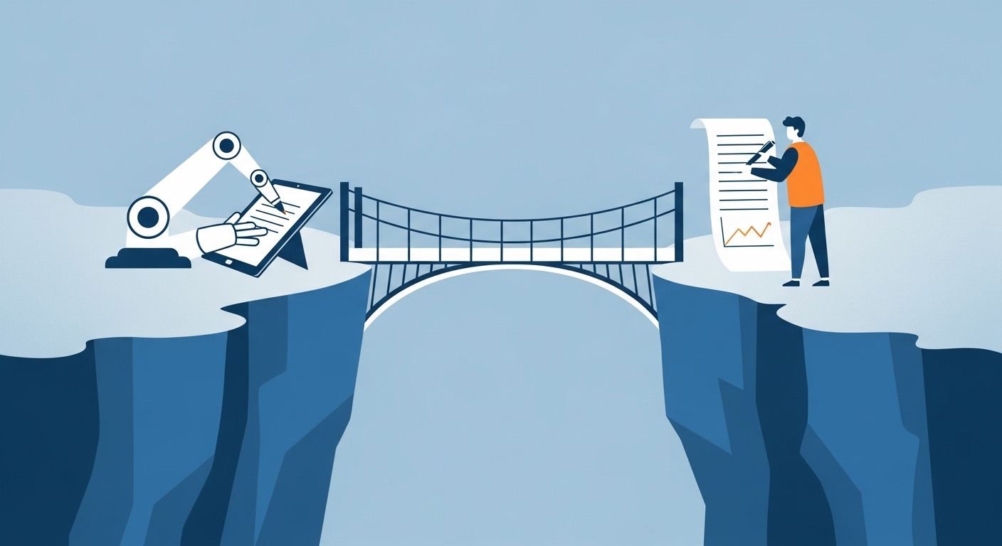 AI와 인간의 협력을 표현한 추상적인 그림