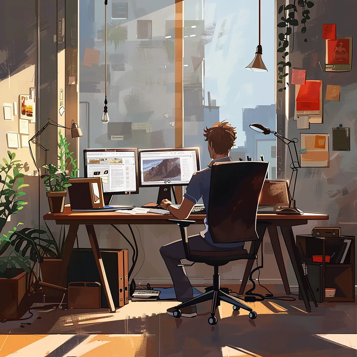 컴퓨터로-무언가-작업하는-사람의-뒷모습