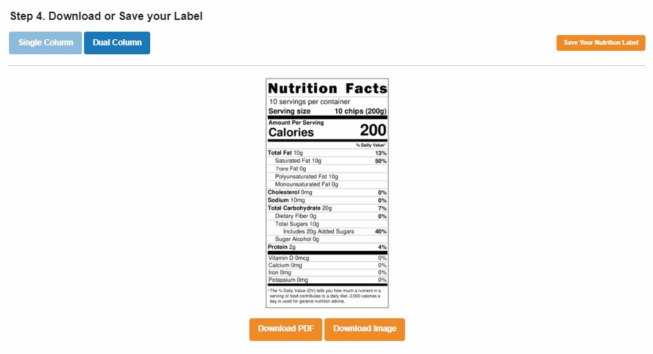 Onilelabels 영양성분표