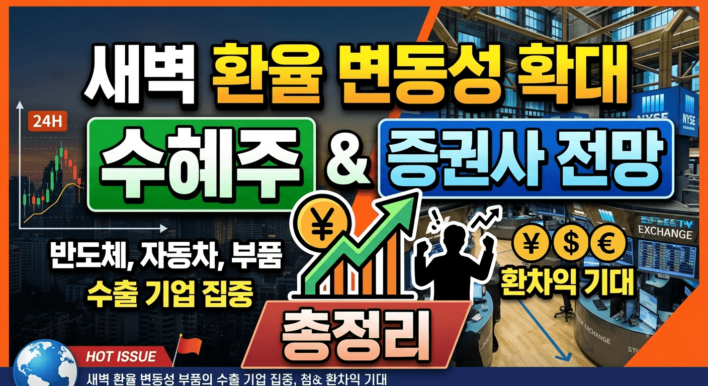 새벽 환율 변동성 확대 수혜주 및 증권사 전망 총정리