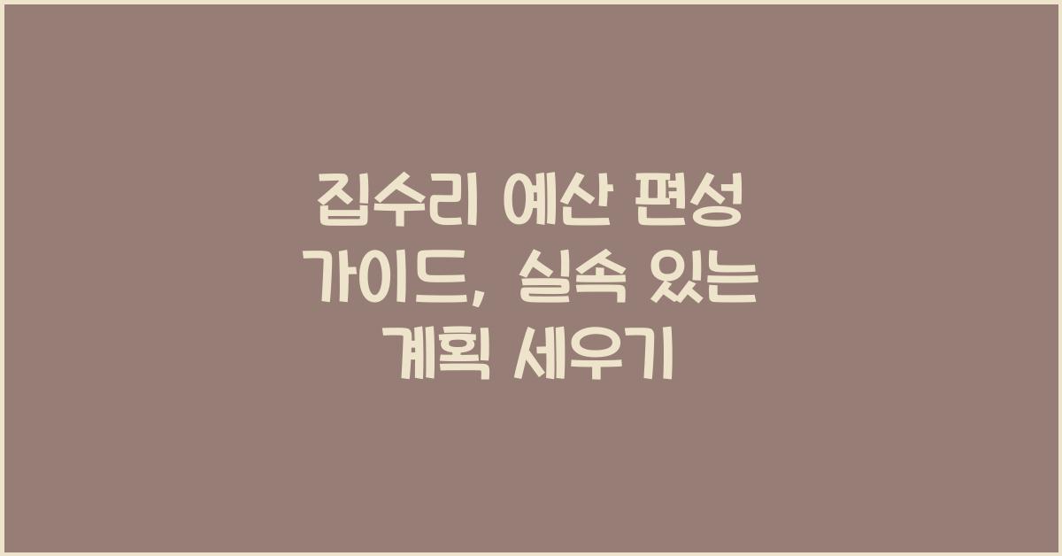 집수리 예산 편성 가이드