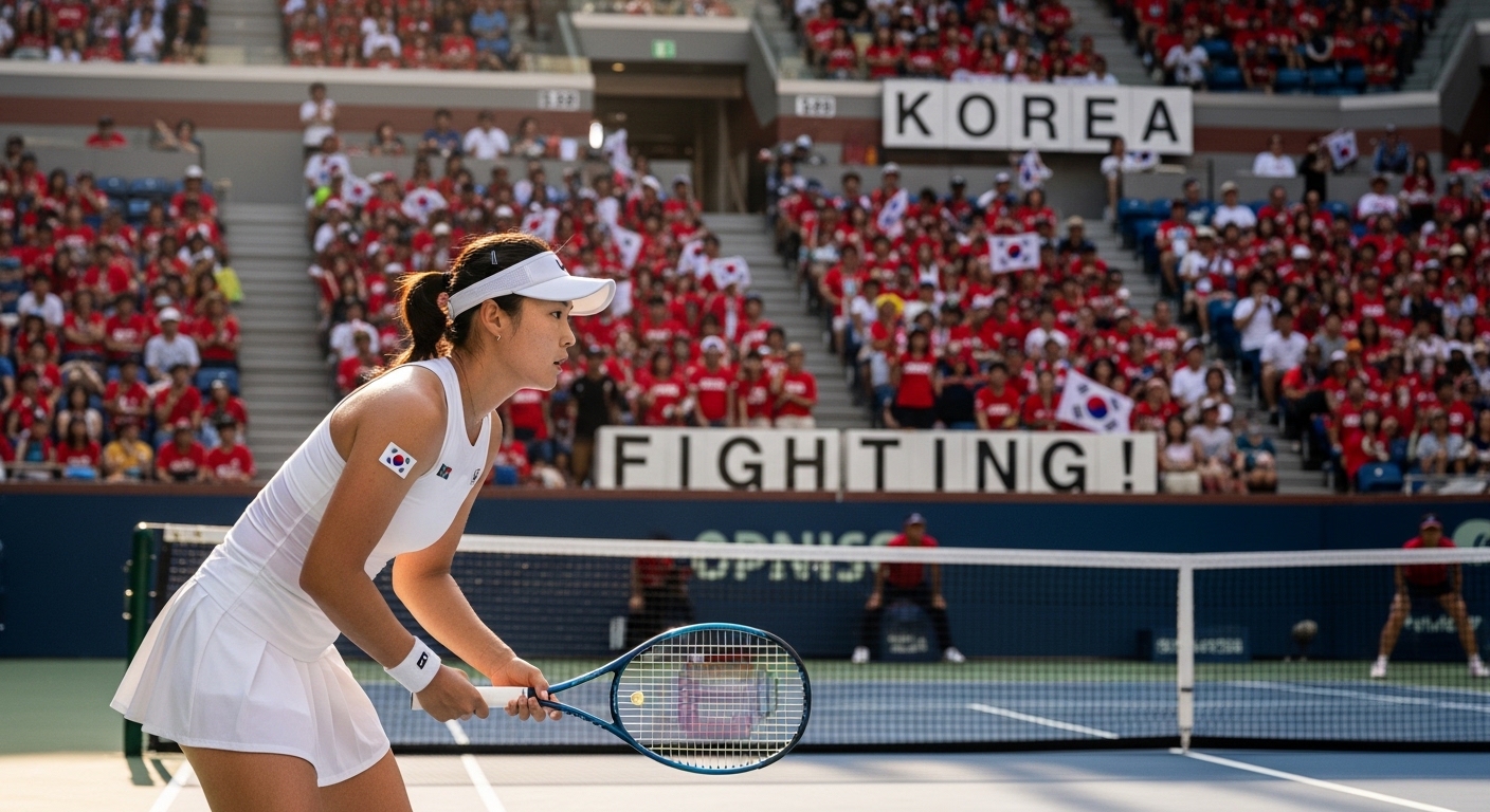 홈 관중의 응원을 받으며 코트에서 집중하고 있는 선수