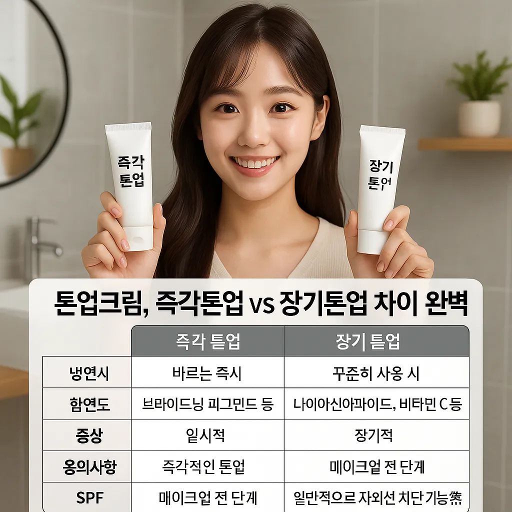 톤업크림, 즉각톤업 vs 장기톤업 차이 완벽 정리