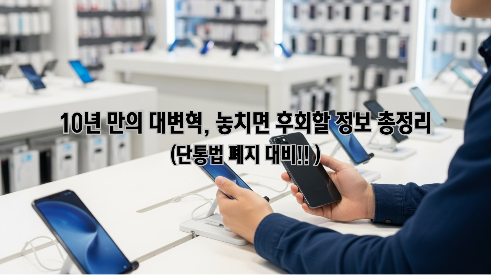 단통법폐지 이후 휴대폰 매장에서 스마트폰 구매를 고민하는 모습