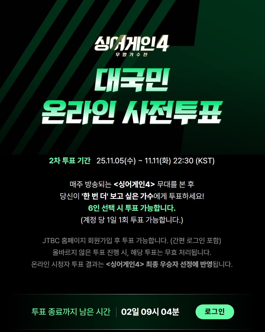 싱어게인4 투표 시 유의사항