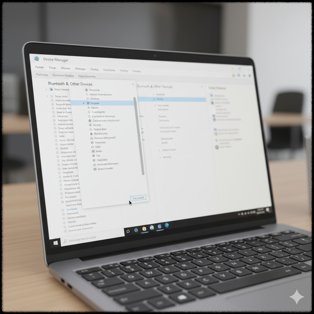 Windows 장치 관리자에서 무선 Bluetooth/USB 설정 및 드라이버를 점검하는 모습