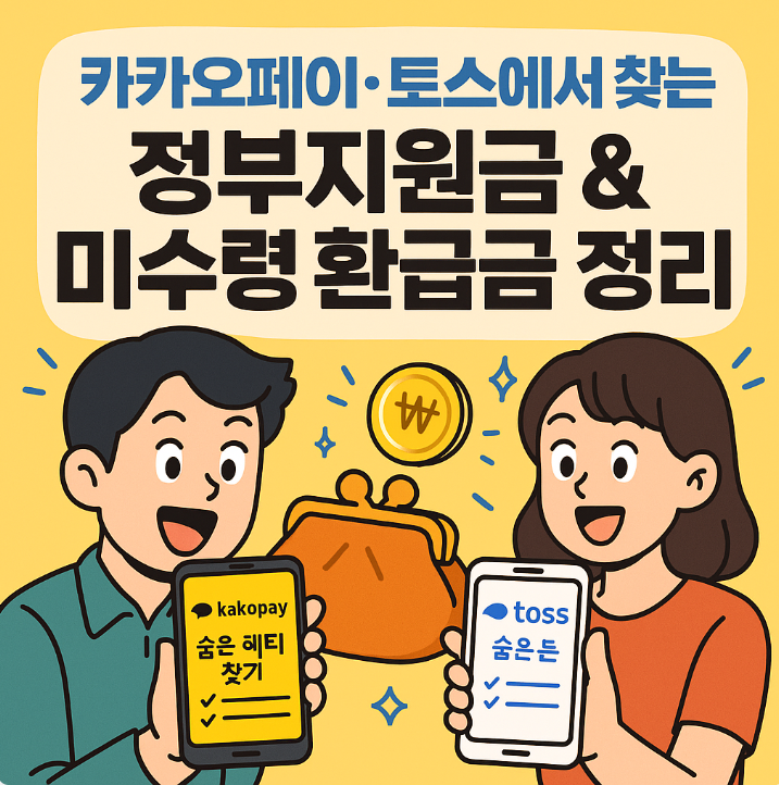 카카오페이&middot;토스에서 찾는 정부지원금 &amp; 미수령 환급금 정리