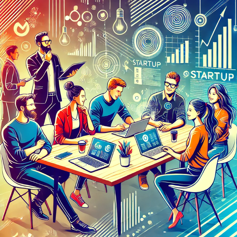 청년들이 창업을 위한 회의 모습