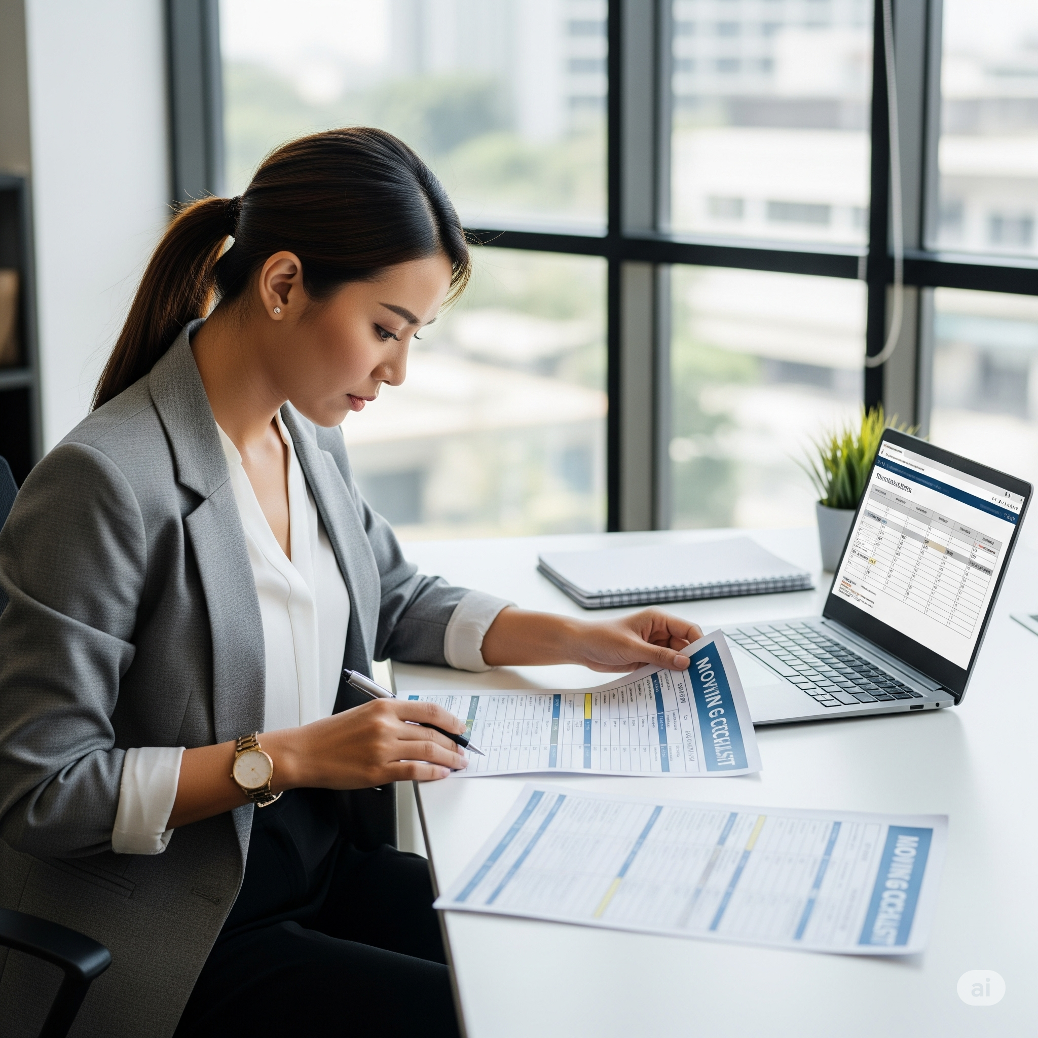 이사 준비 체크리스트를 준비하는 모습