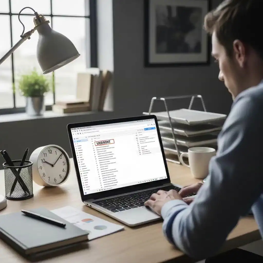 업무메일 확인하는 직장인