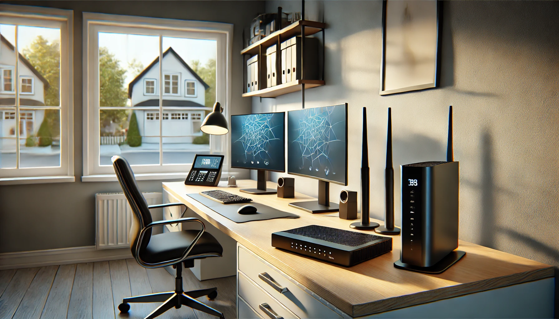 집 전체 와이파이 커버리지를 넓히기 위해 공유기 2대를 배치한 무선 환경 예시