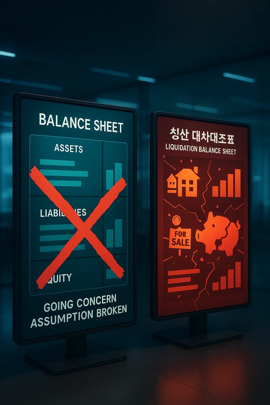 🔑 핵심 주제: 일반 재무상태표와의 차이점, 청산대차대조표의 구조, 구성 요소의 재분류