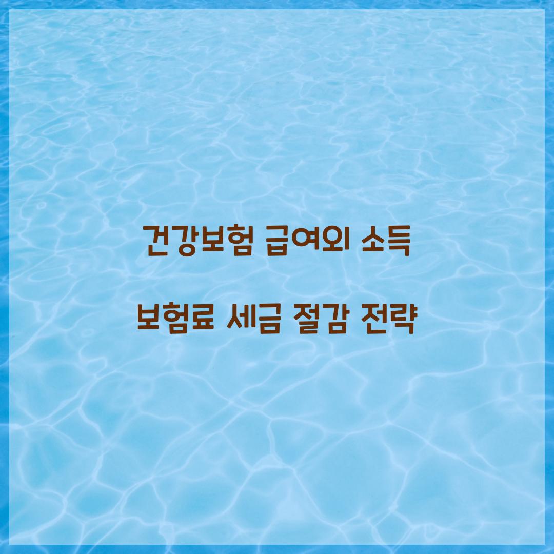 건강보험 급여외 소득 보험료