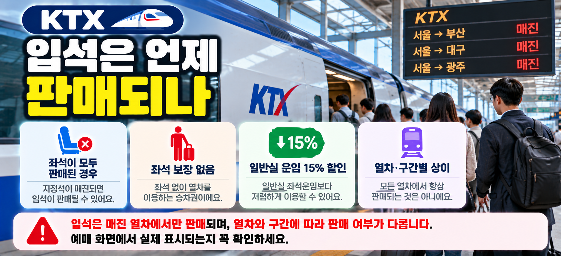 KTX 입석 판매 조건