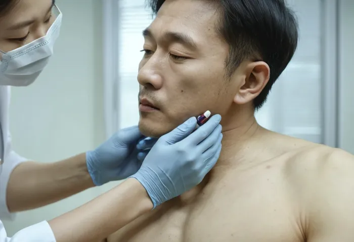 dna주사 효과를 위한 어깨 관절 주사 시술 과정을 보여주는 실제 장면