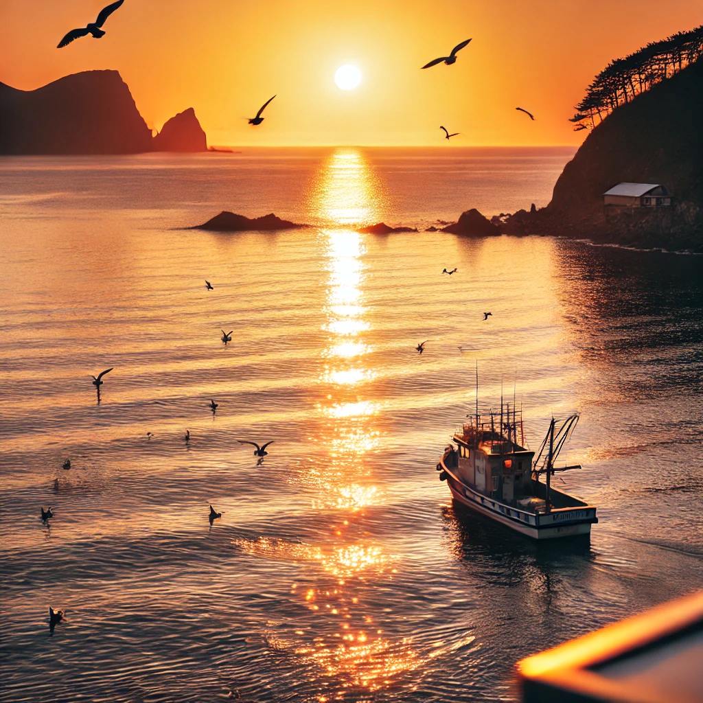 울릉도의 노을